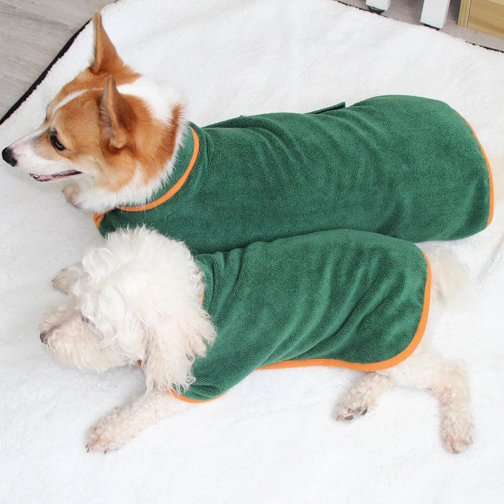 Absorbent Dog Bathrobe Towel Quick Dry Wrap for Pets