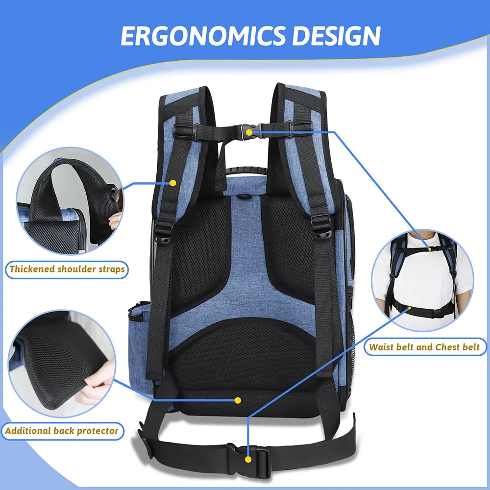 Double Shoulder Dog Carrier Backpack – Sturdy, Breathable, and Foldable