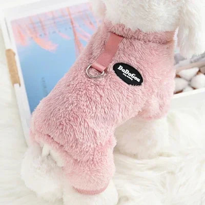 Winter Dog Jumpsuit Warm Flannel Outfit for Small Pets