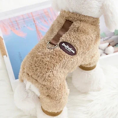 Winter Dog Jumpsuit Warm Flannel Outfit for Small Pets