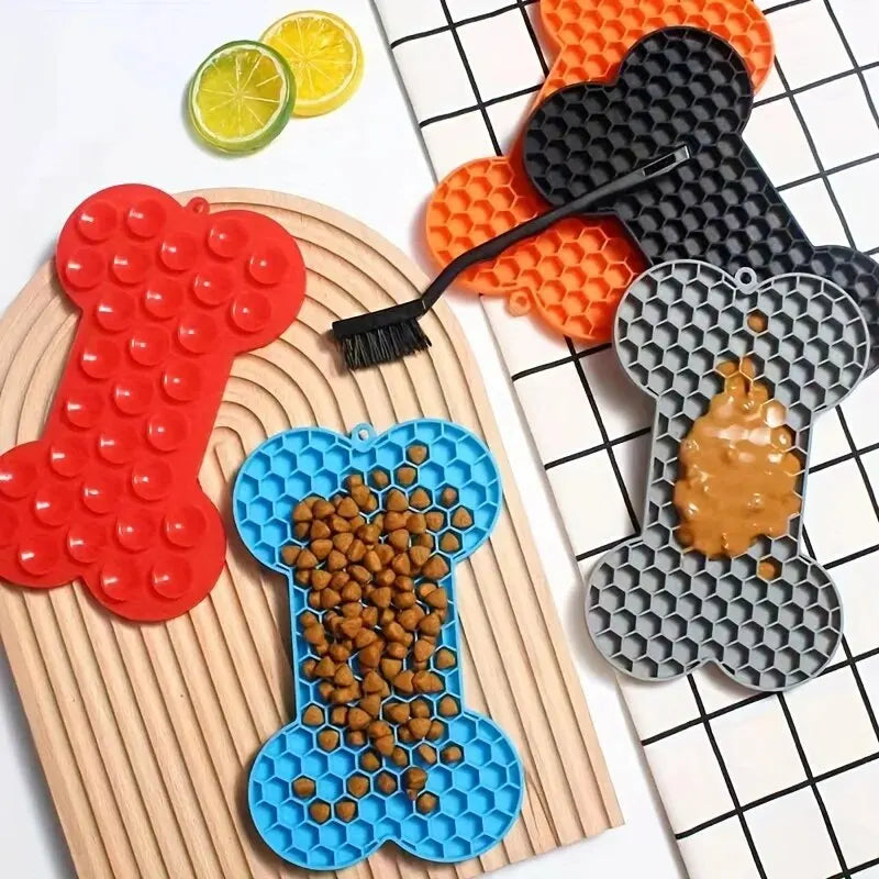 Bone-Shaped Dog Lick Pad – Eases Boredom & Anxiety Fast