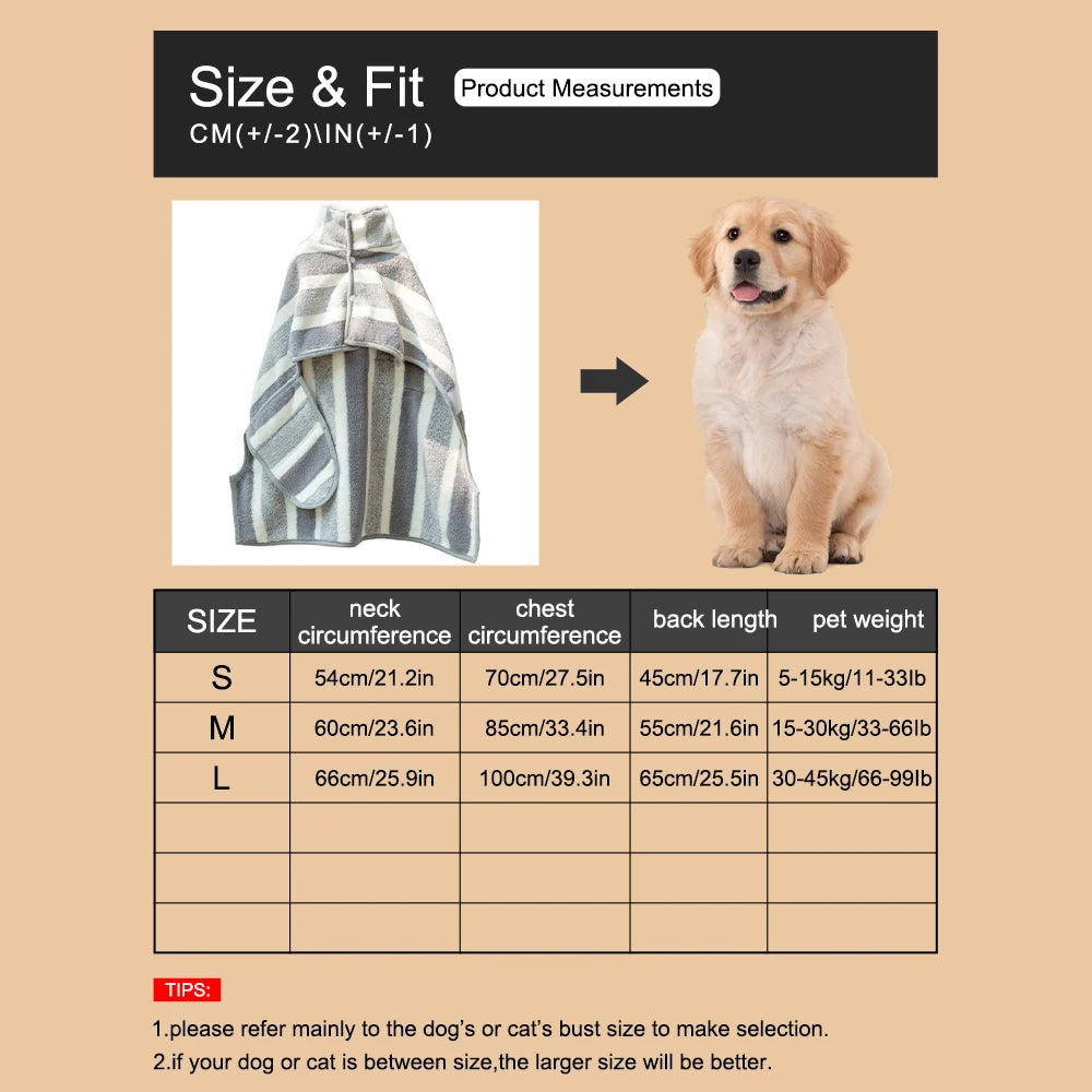 1PC Pet Bathrobe Quick-Dry Towel for Dogs & Cats, Absorbent