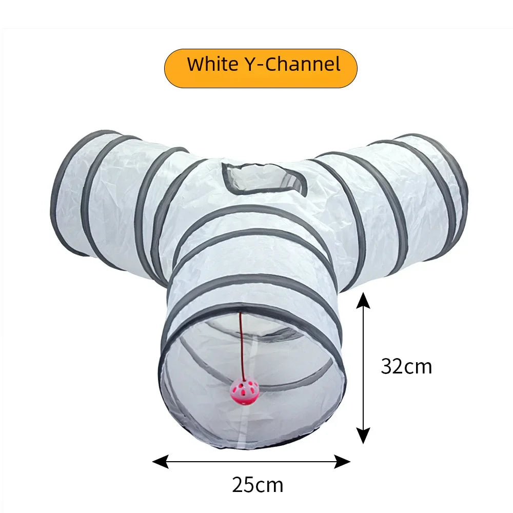 White Cat Tunnel Toy - Interactive Dragon Playground for Cats