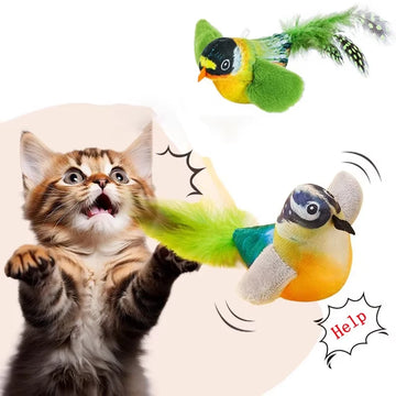Interactive Cat Toy with Bird Sound & Catnip for Kittens