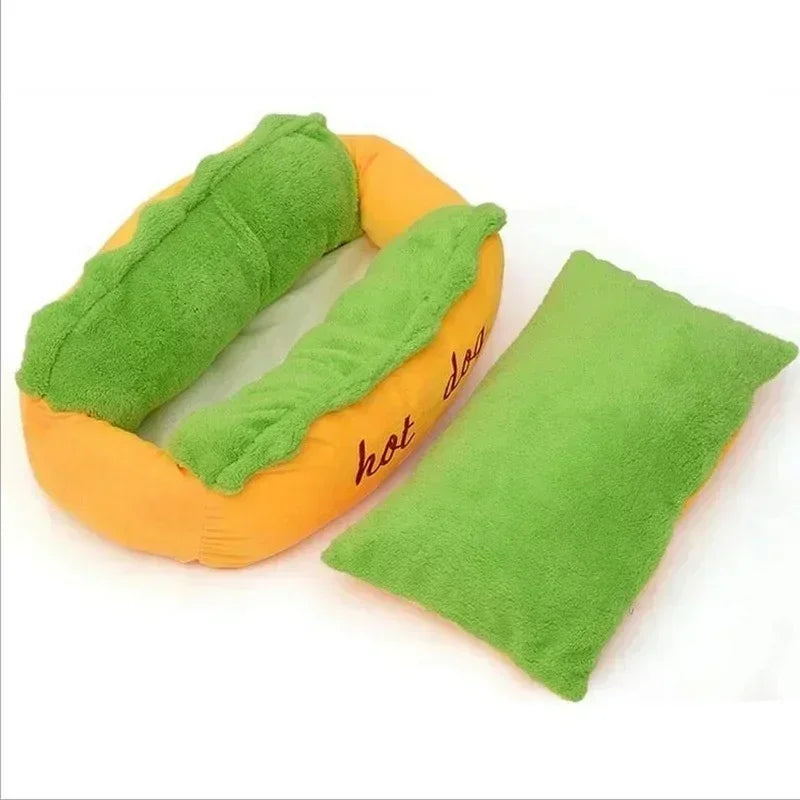 Soft Pet Bed Hot Dog House – Warm, Washable, for Cats & Dogs