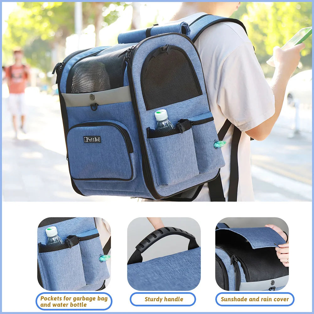 Double Shoulder Dog Carrier Backpack – Sturdy, Breathable, and Foldable