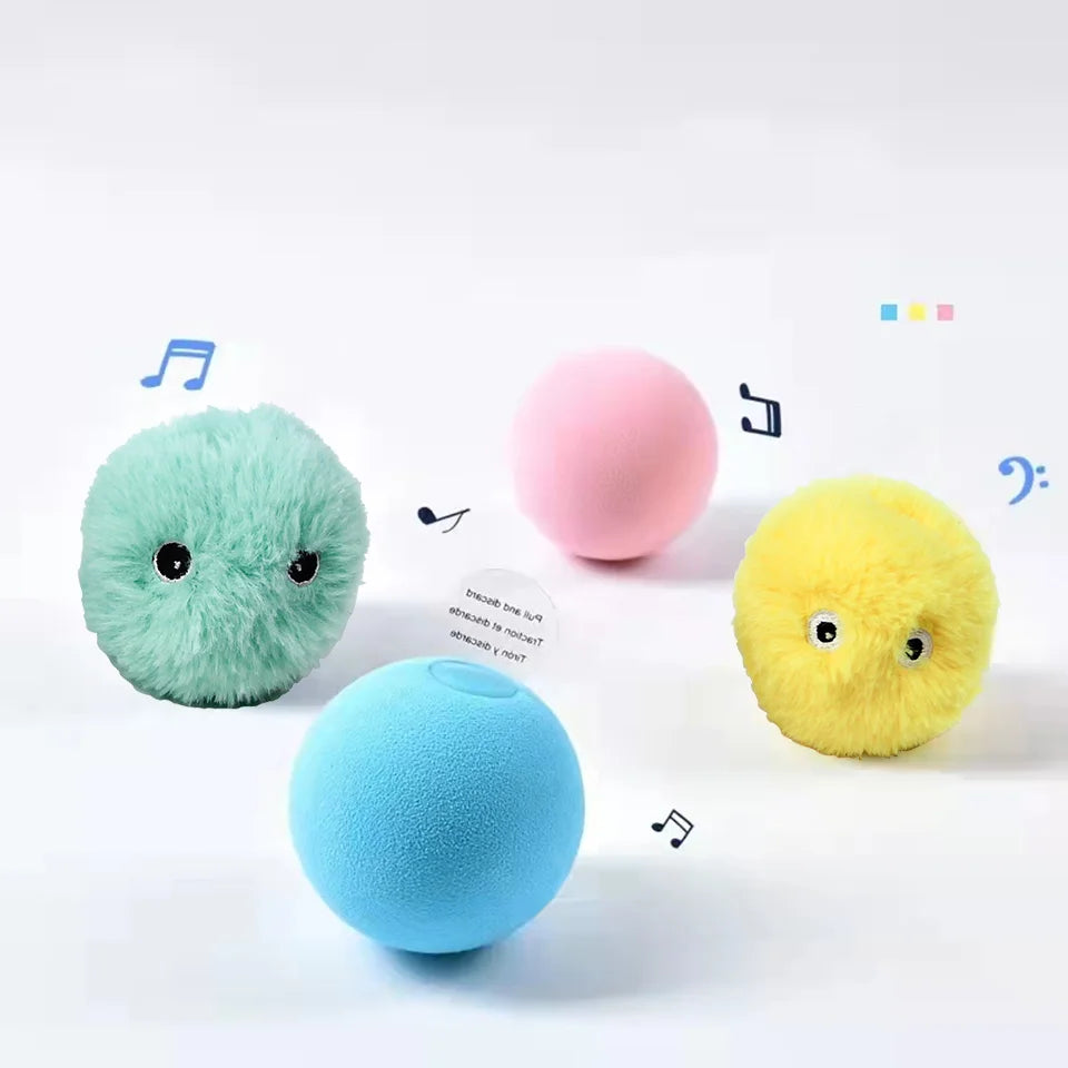 Smart Electric Cat Toy Ball – Plush, Catnip, Squeaky Fun