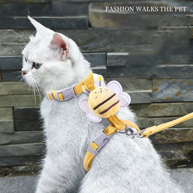 Cartoon Bee Pet Harness Leash Set for Small/Medium Dogs/ Cats