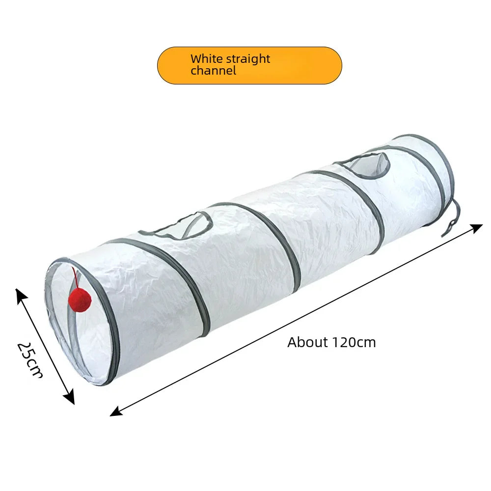 White Cat Tunnel Toy - Interactive Dragon Playground for Cats