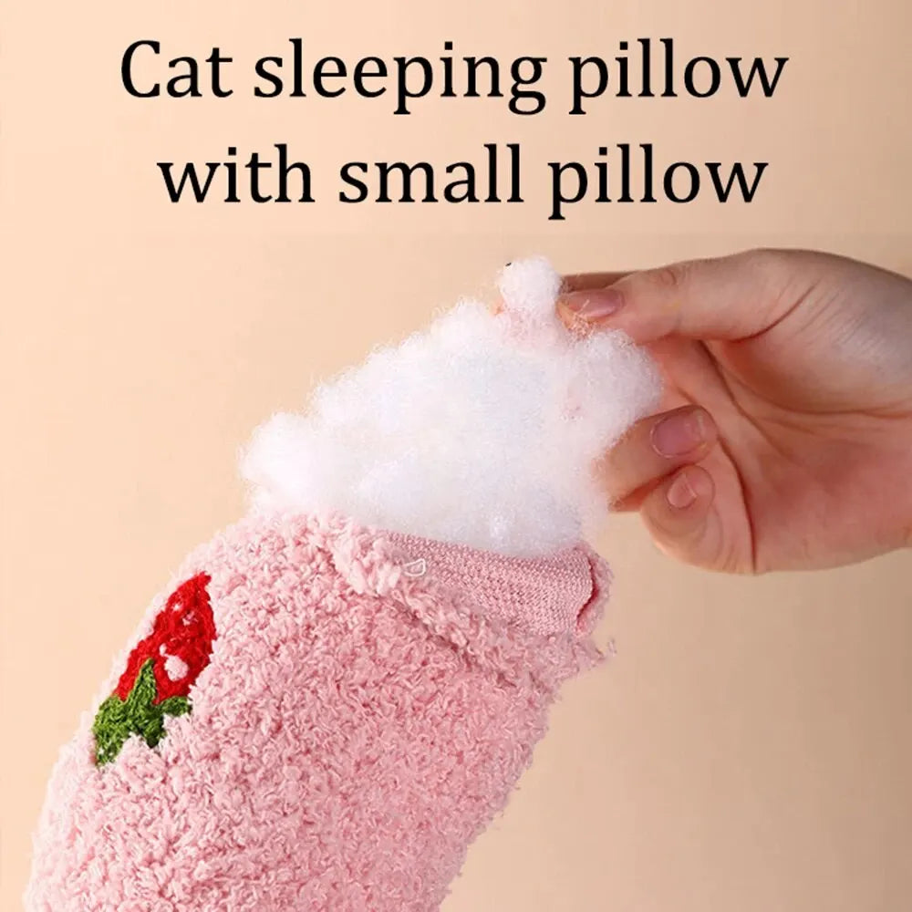 Soft Fluffy Cat Pillow, Half Donut Cuddler for Sleep