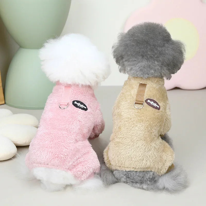 Winter Dog Jumpsuit Warm Flannel Outfit for Small Pets