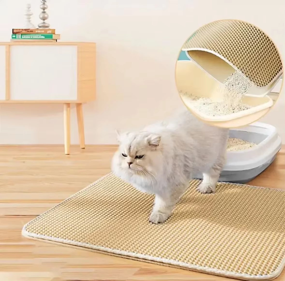 Double Layer Waterproof Cat Litter Mat, Non-Slip, Washable