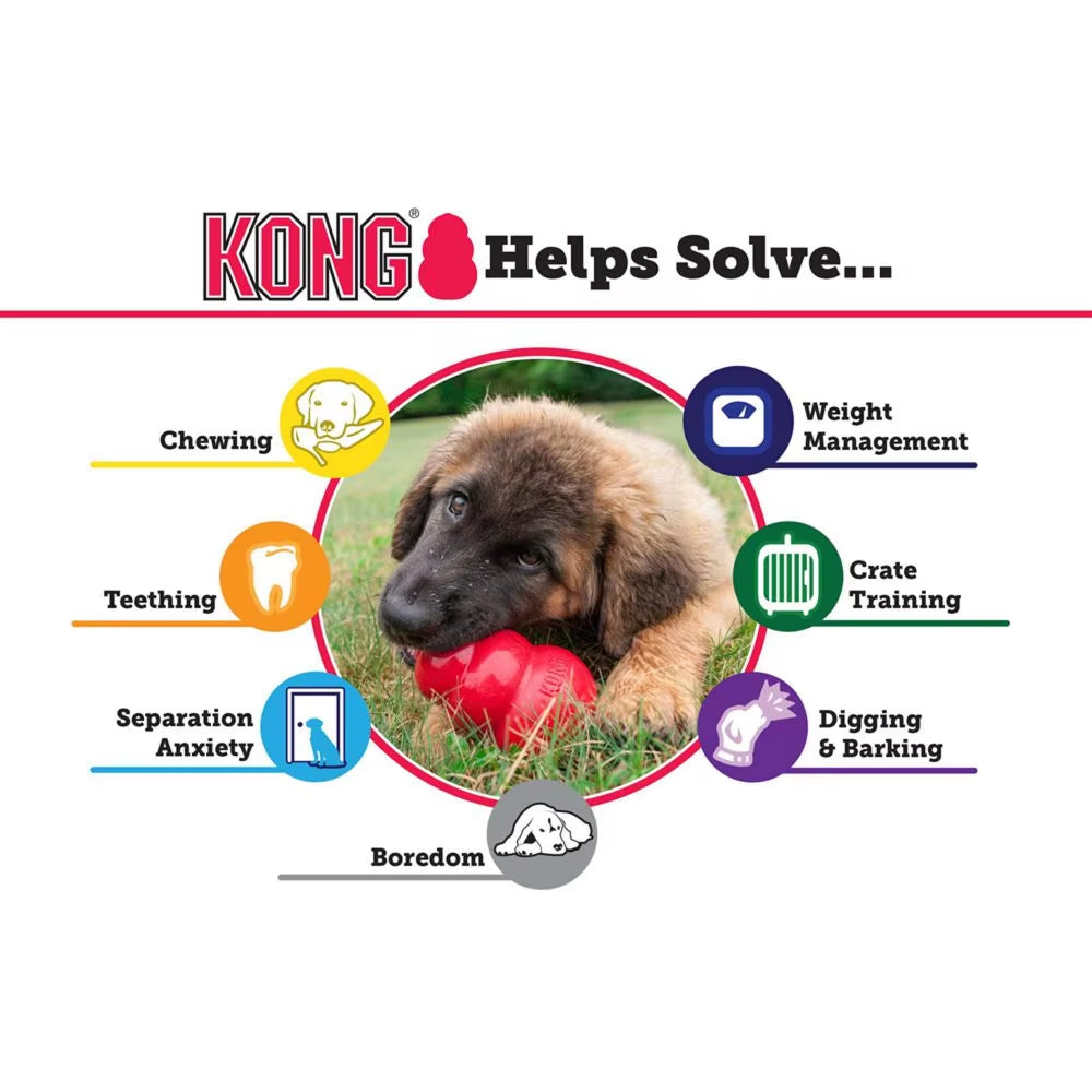 Classic Dog Toy Tough Natural Rubber, Red, Fun to Chew