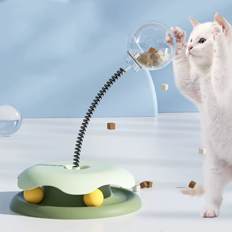 Hot Cat Toys Set High Cat Stick, Turntable Ball & Leaky Food