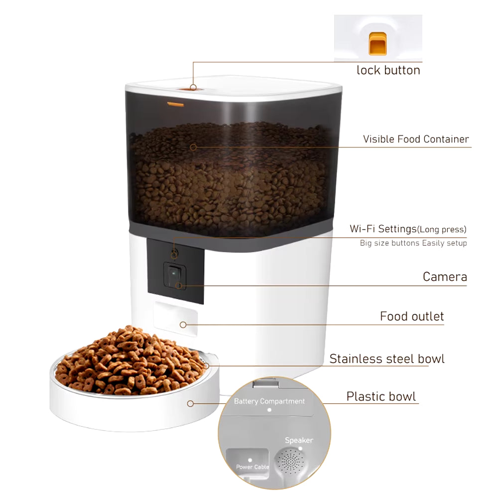 4L Smart Pet Feeder with Camera & App Control, Auto Dispenser