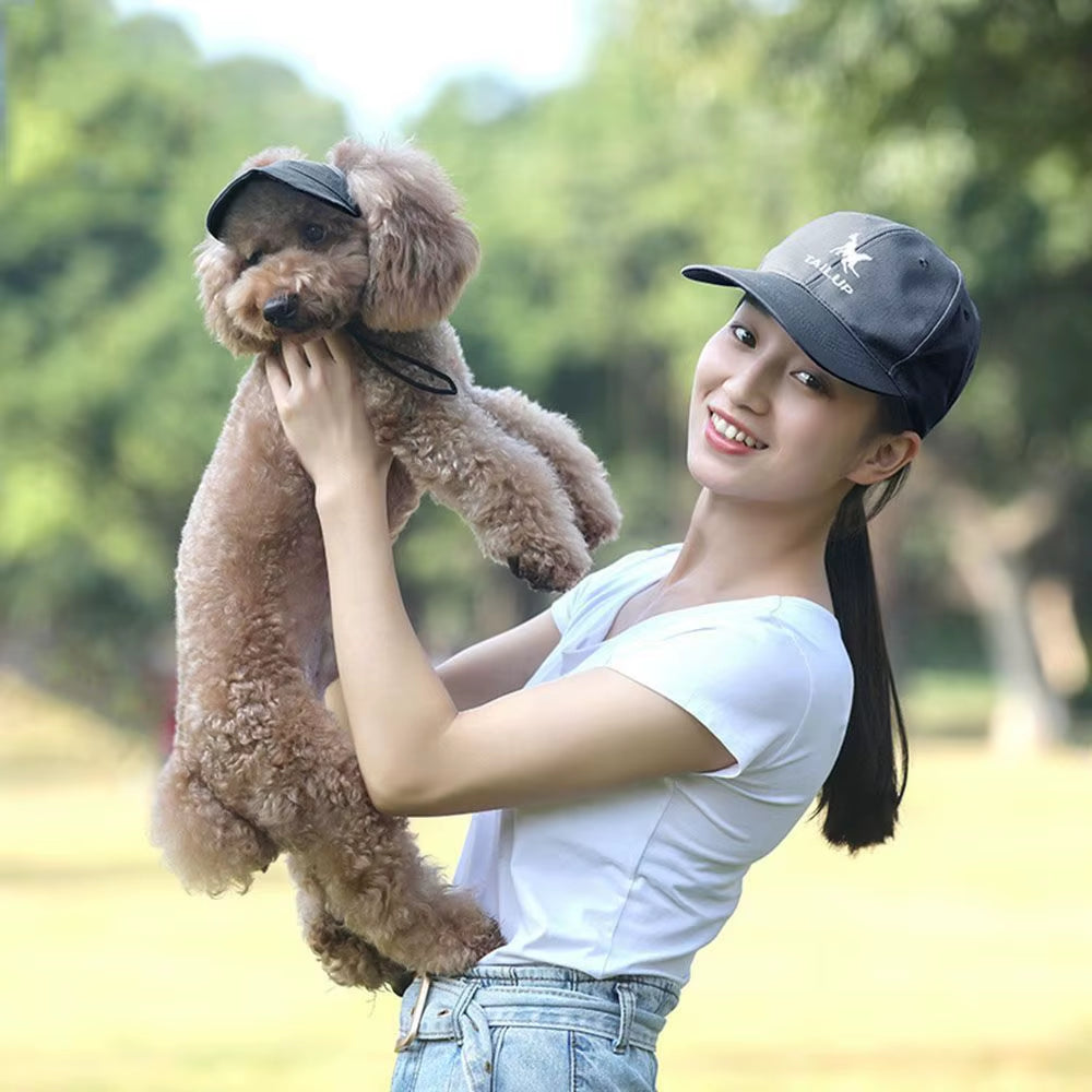 Pet Baseball Hat with Ear Holes - Adjustable Sun Cap for Pets