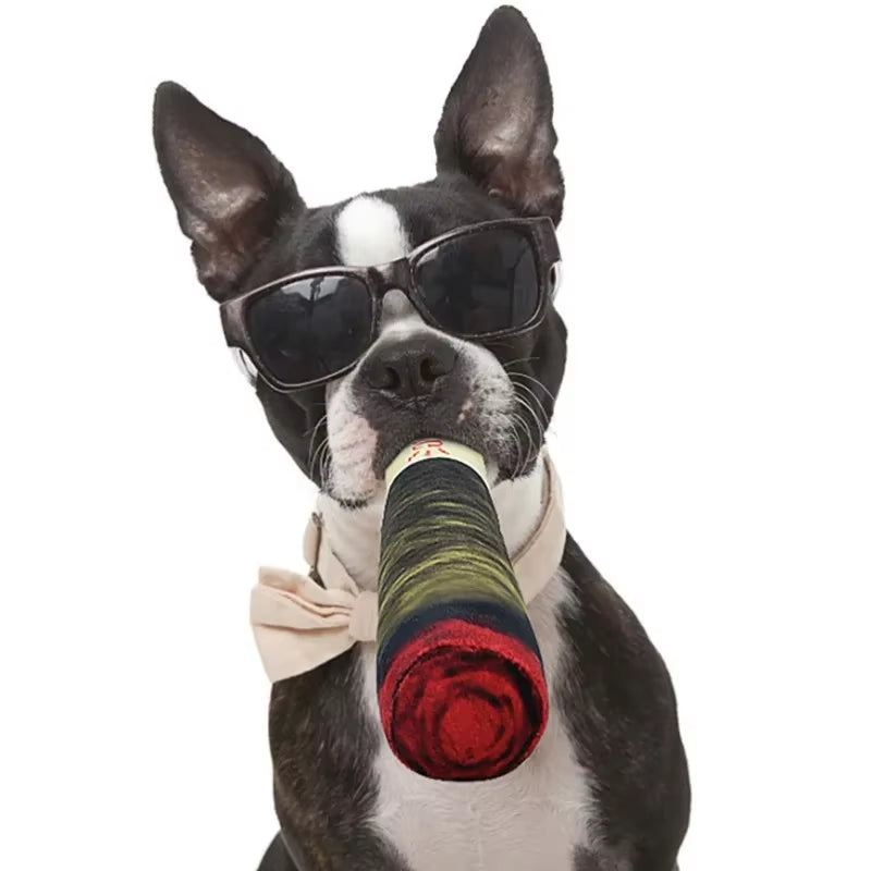 Plush Squeaky Cigar Dog Toy – Small, Chew-Resistant Fun