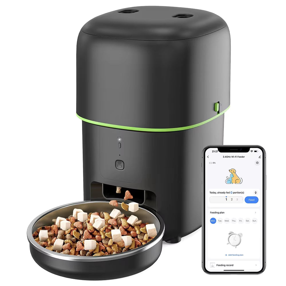 2L Smart Wifi Pet Feeder, 5V USB, Video for Cats & Dogs