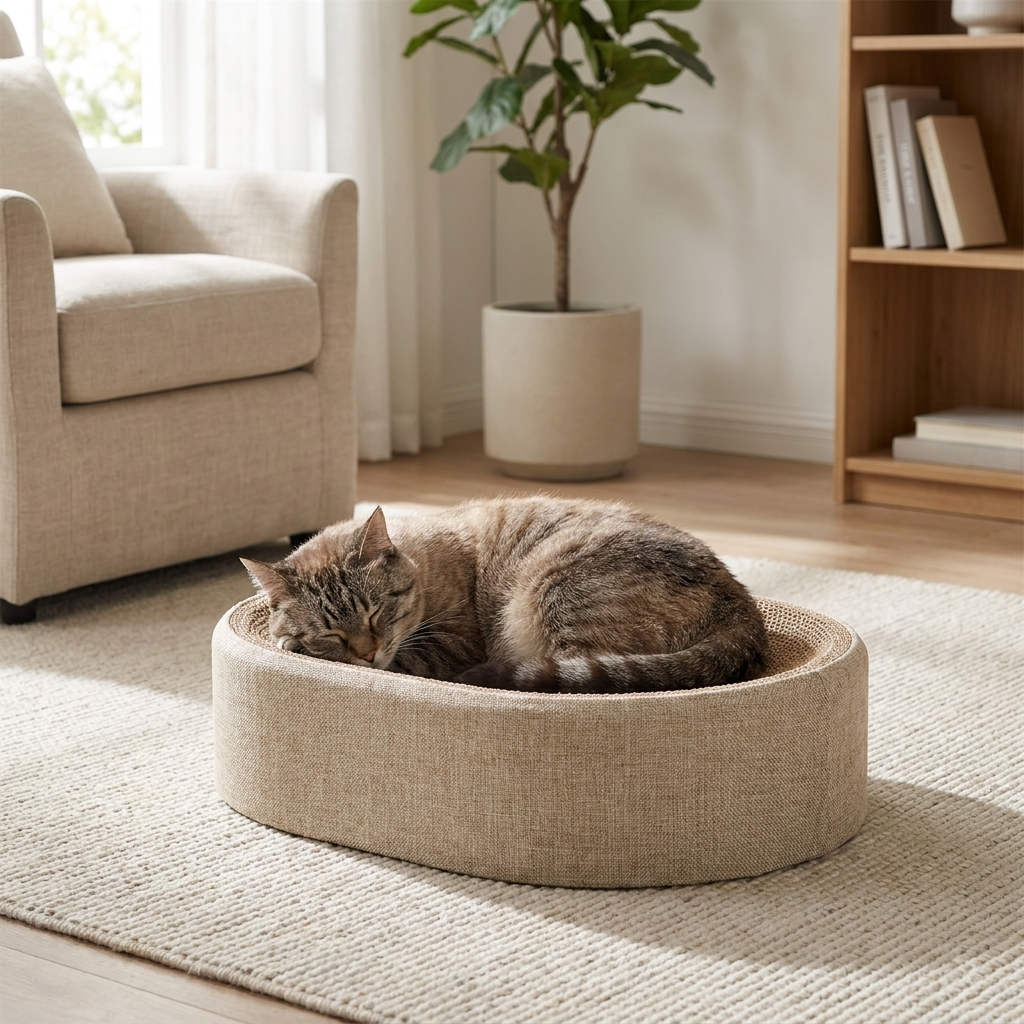 Oval Sisal Cat Scratcher Bed – Cozy Rest & Durable Scratching Surface