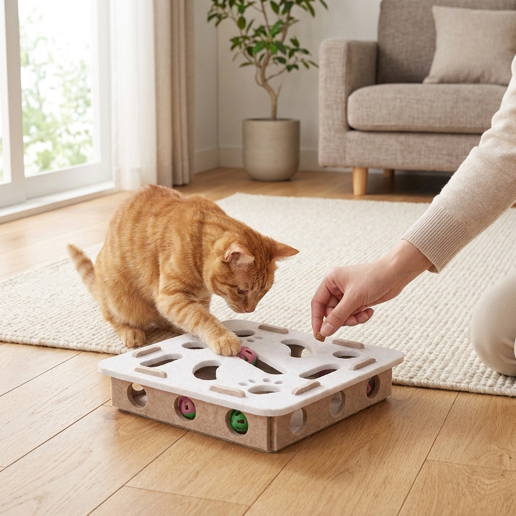 Cat Puzzle Box Toy – Interactive Play with Soft Felt Design