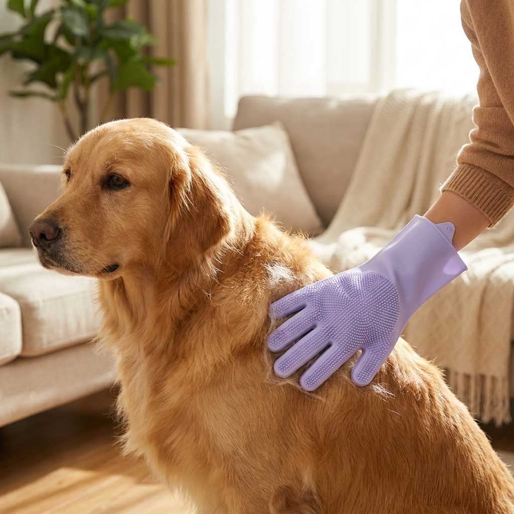 Silicone Pet Grooming Glove – Gentle Cleaning with Soft Massage Bristles