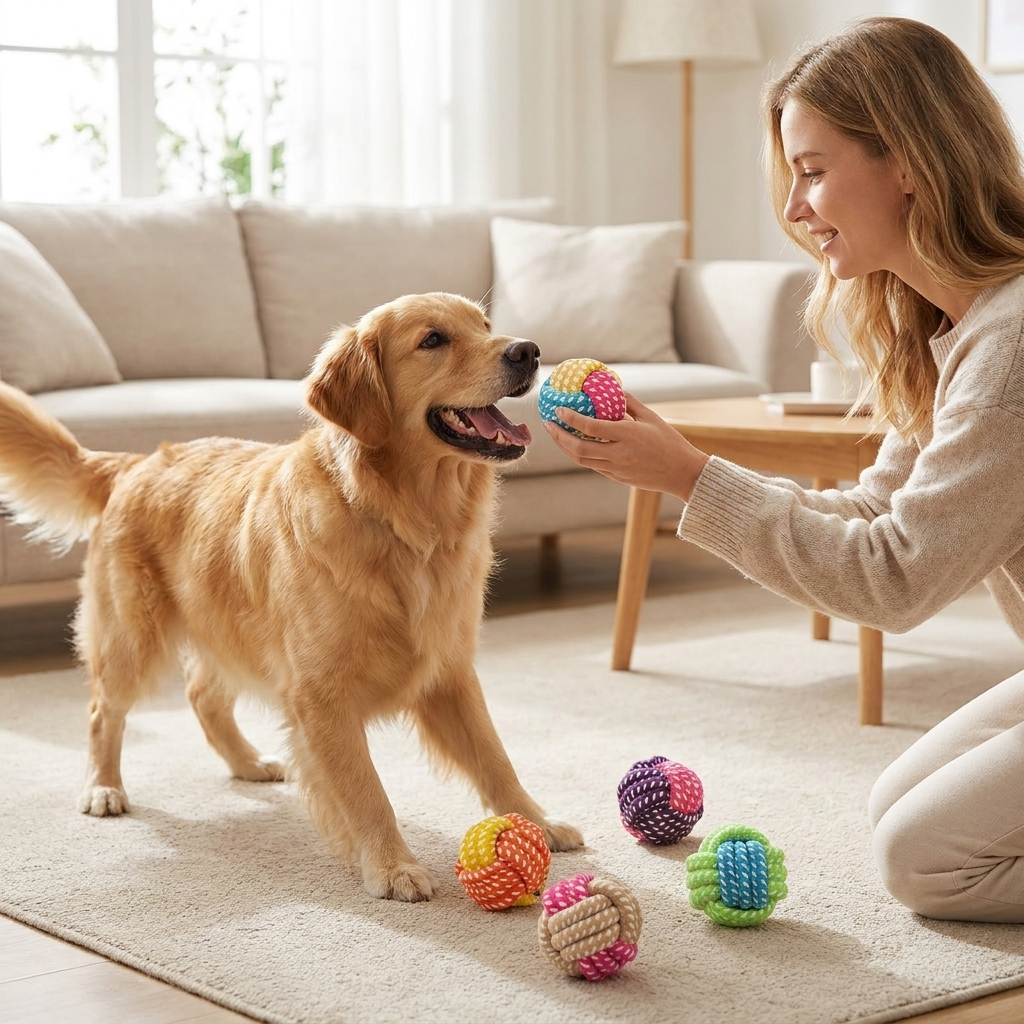 Interactive Cotton Rope Dog Toy for Chewing & Playtime Fun