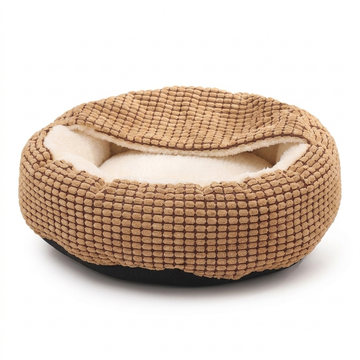 Round Pet Bed – Cozy Comfort with Fluffy Plush Cushion