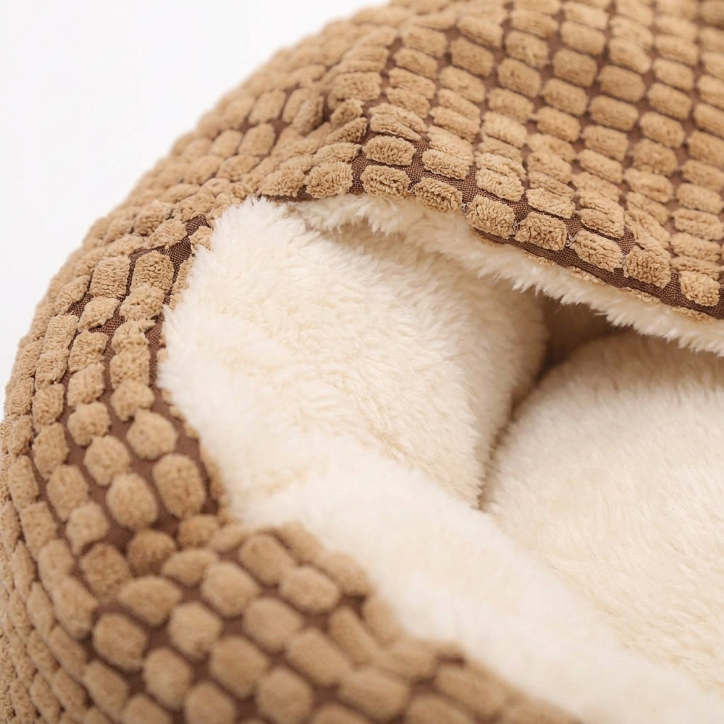 Round Pet Bed – Cozy Comfort with Fluffy Plush Cushion