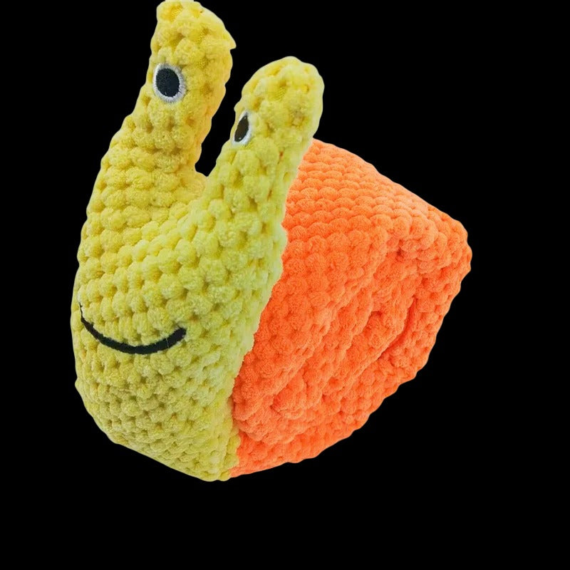 Durable Squeaky Dog Puzzle Toy – Plush Snail Feeder Toy