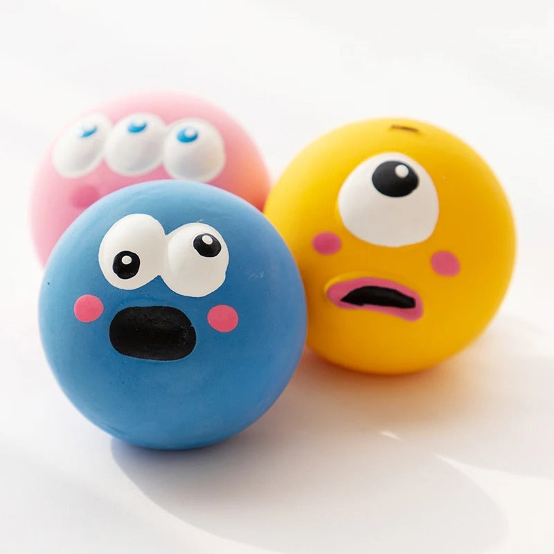Durable Dog Chew Ball Toy with Squeaker & Teeth Cleaning