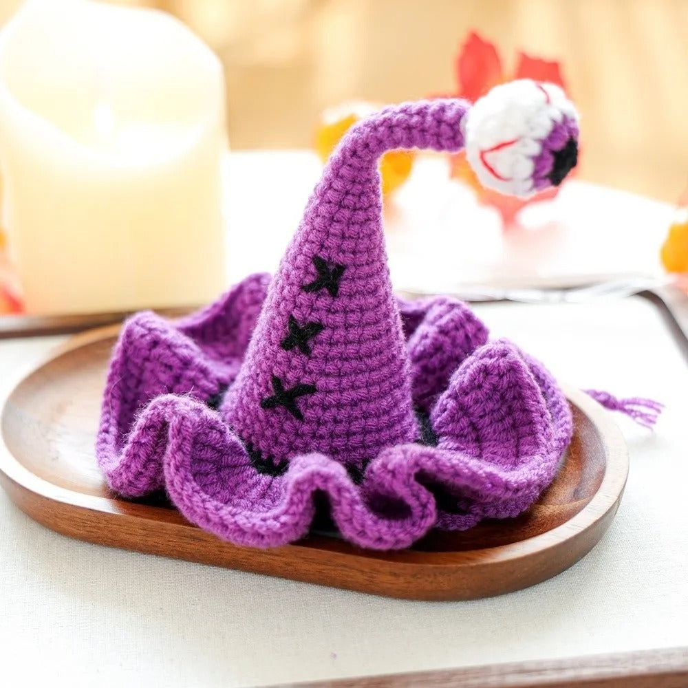 Mini Pumpkin Pet Hat – Woven Halloween Wizard Headgear for Cats & Dogs