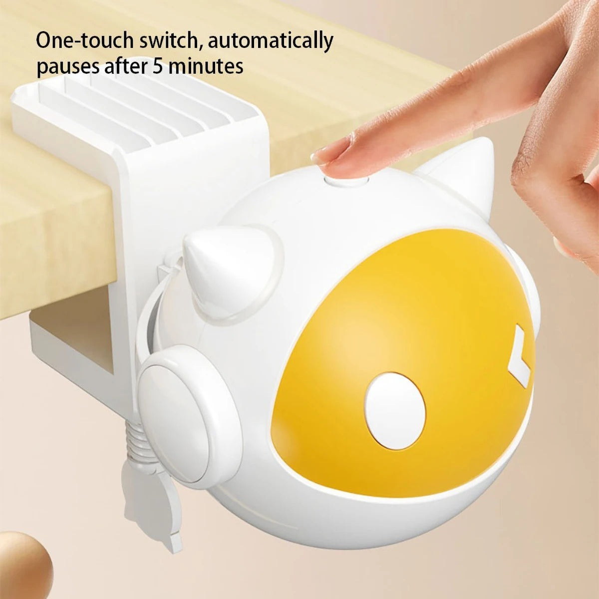 White Electric Cat Toy with Replaceable Hair Ball, Clip-On