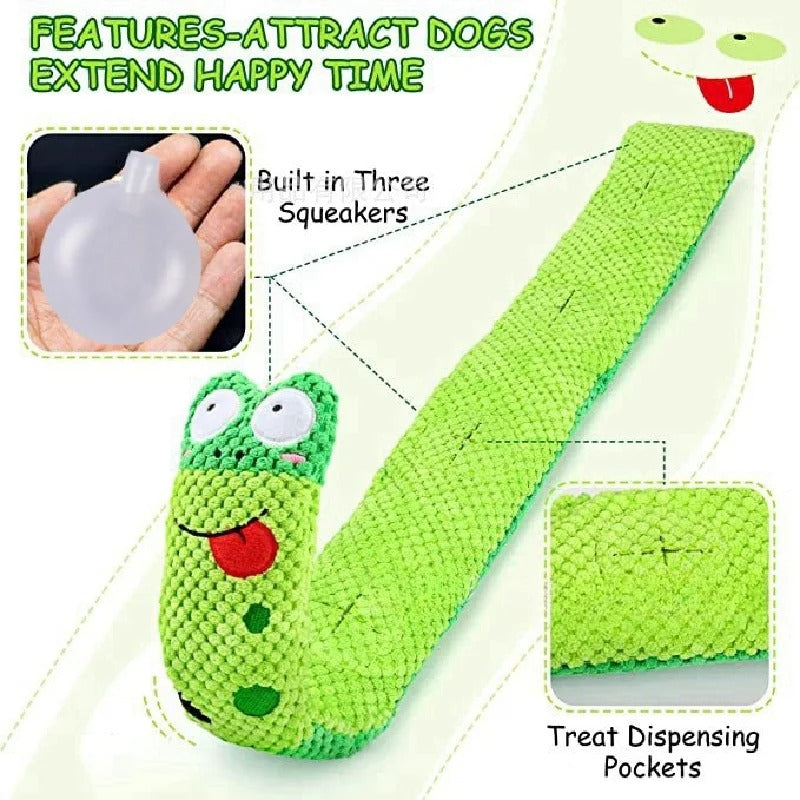 Durable Squeaky Dog Puzzle Toy – Plush Snail Feeder Toy