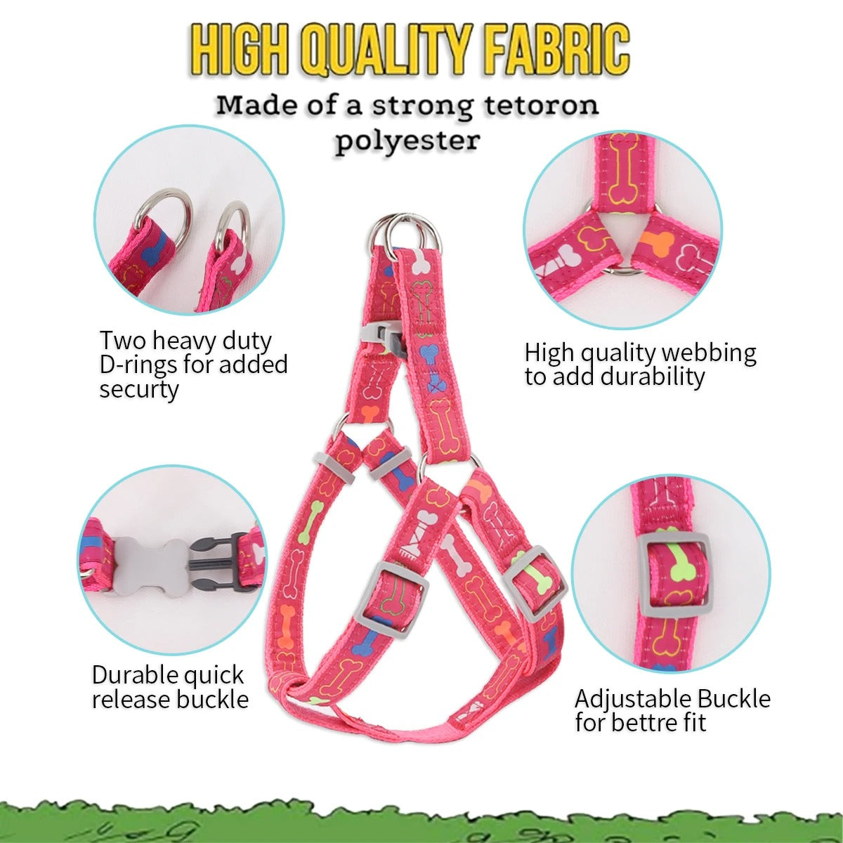 Colorful Bone Print Dog Harness – Indoor & Outdoor Use