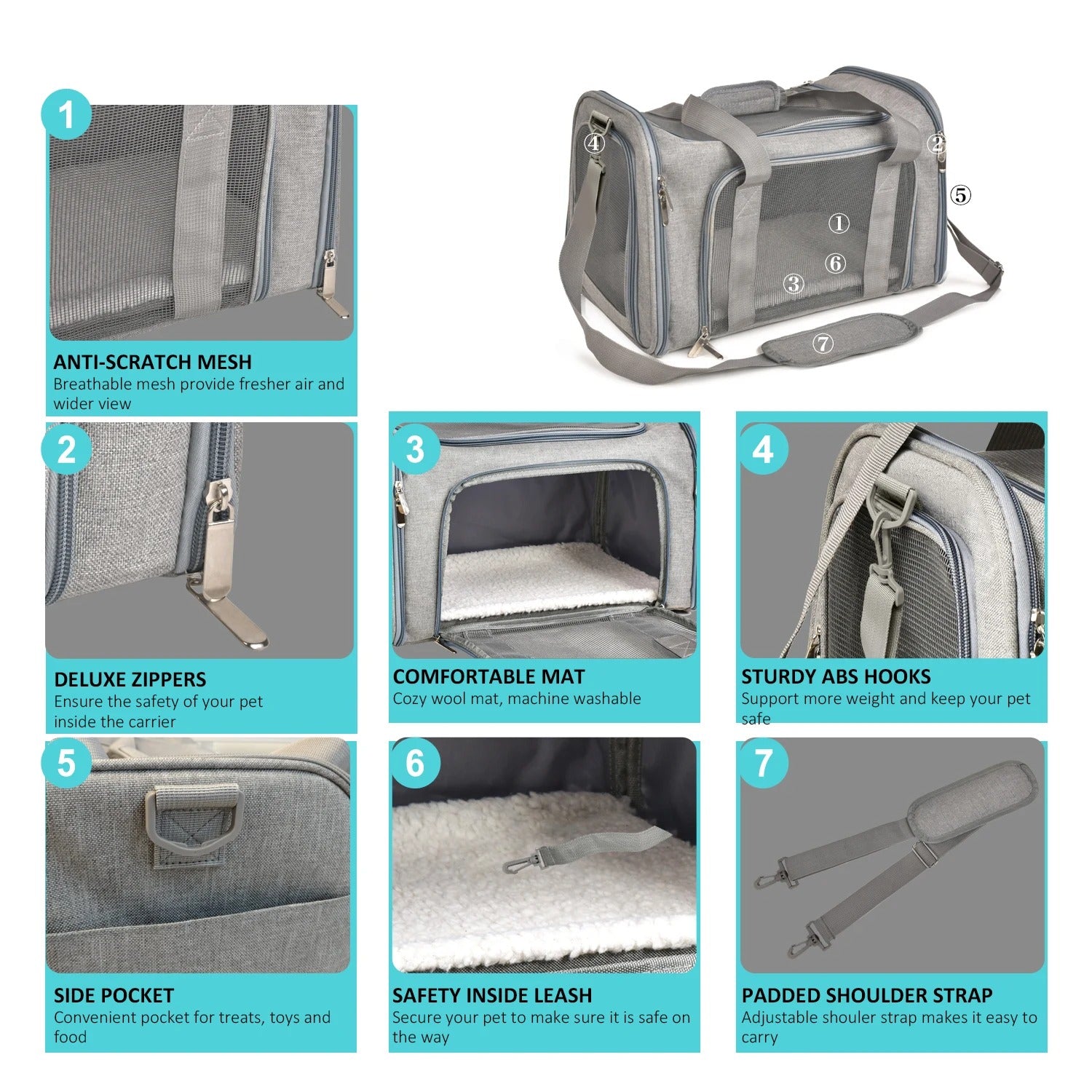 Airline Approved Pet Carrier Bag for Small Dogs & Cats