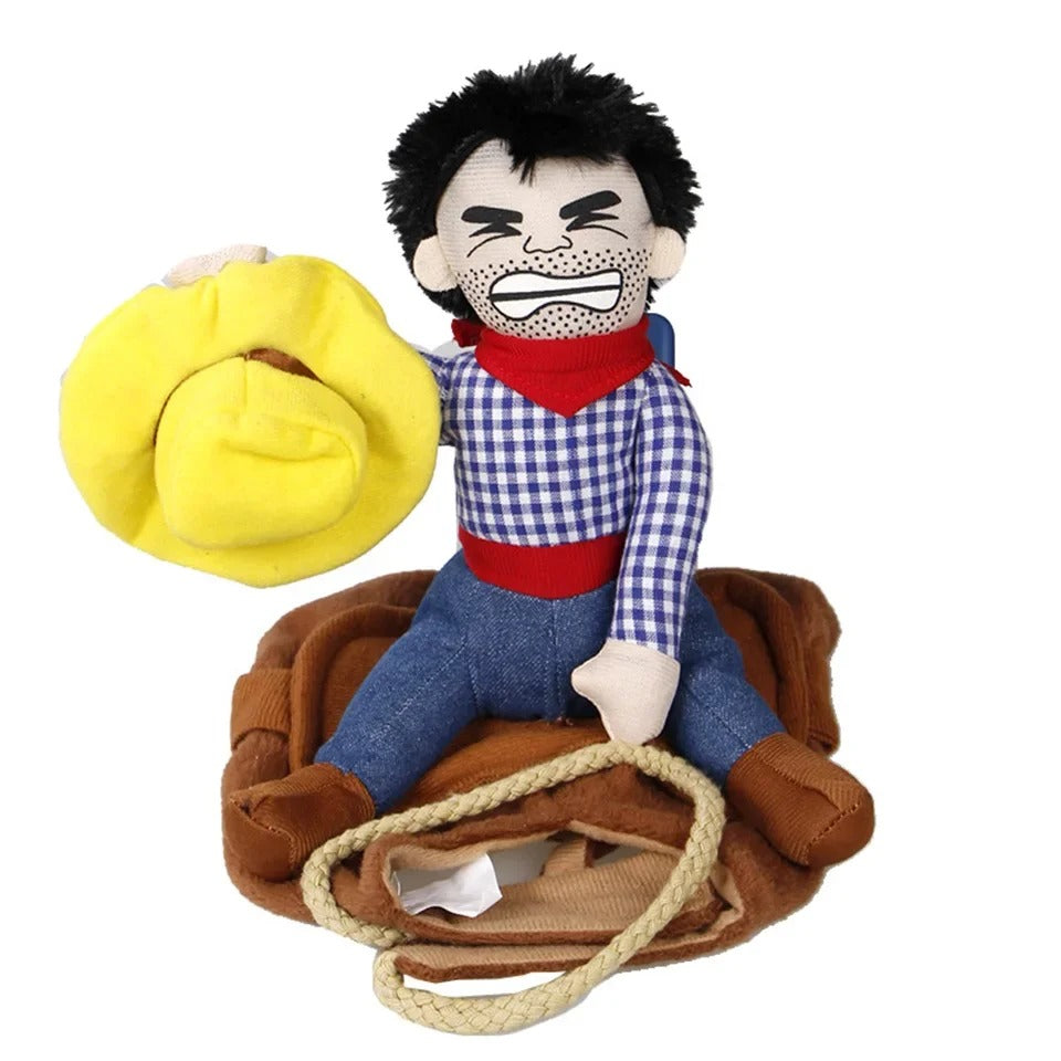 Dog Cowboy Costume – Funny Pet Jacket with Rider Design (S–XL)