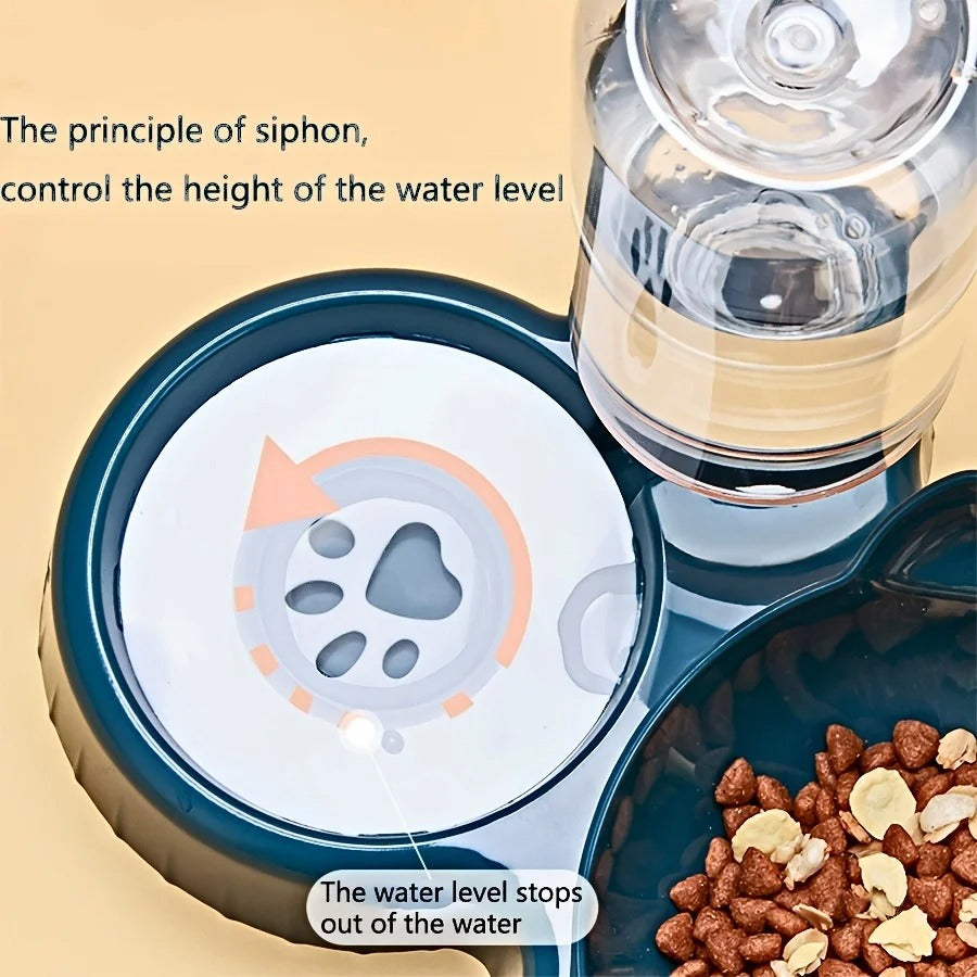 3-in-1 Tilted Cat Bowl Set with Water Feeder & Bottle