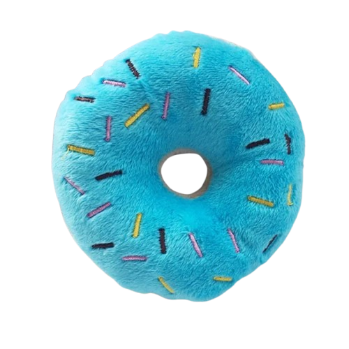 Soft Plush Donut Dog Toy with Squeaker – Cute & Chewy Fun