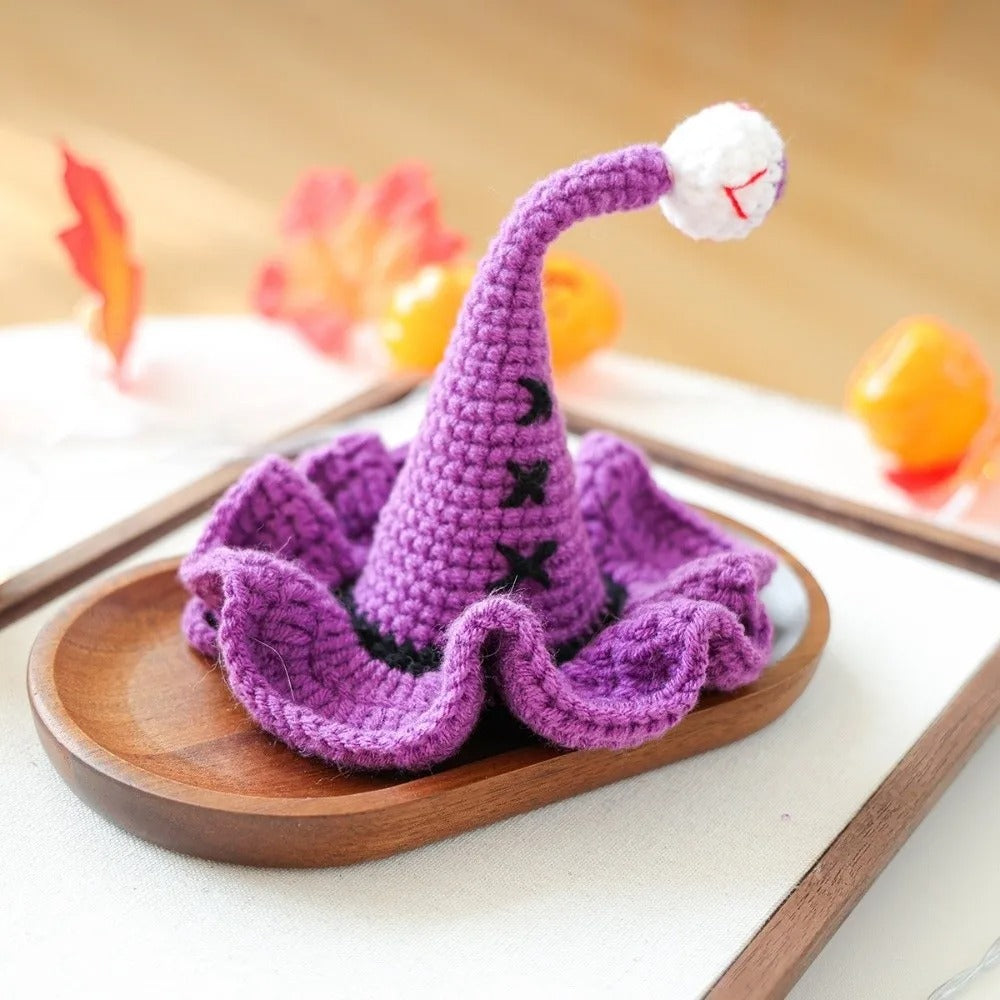 Mini Pumpkin Pet Hat – Woven Halloween Wizard Headgear for Cats & Dogs