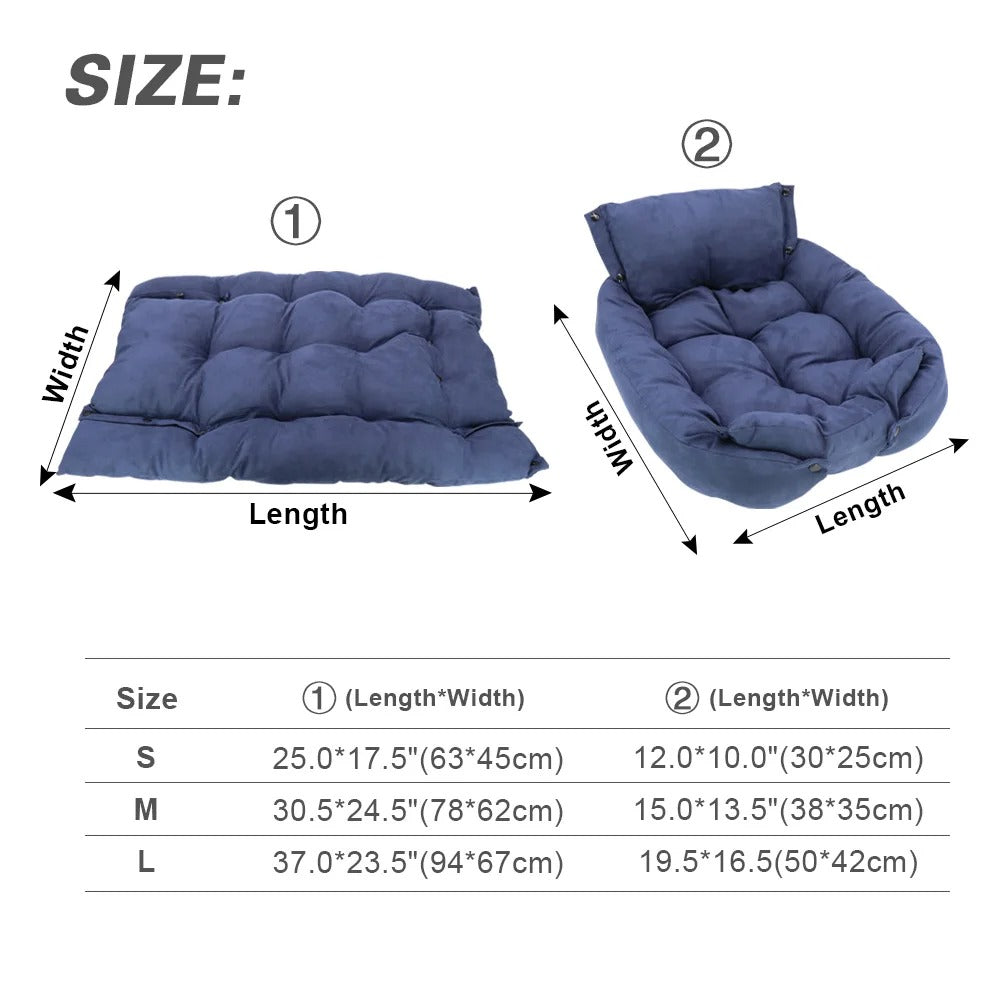 3-in-1 Dog Cat Bed Sofa Mat – Warm Winter Pet Cushion Nest