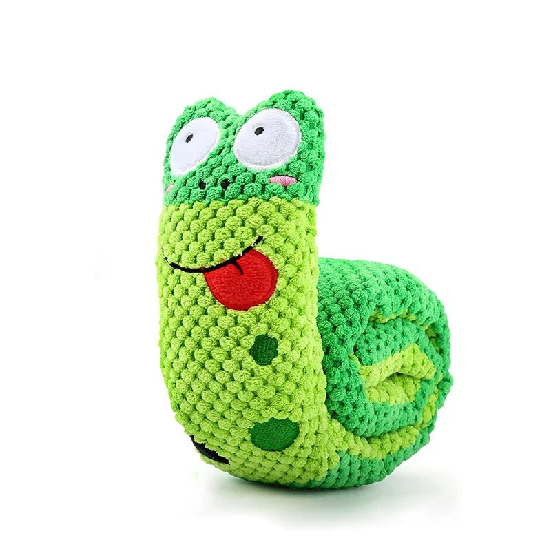 Durable Squeaky Dog Puzzle Toy – Plush Snail Feeder Toy