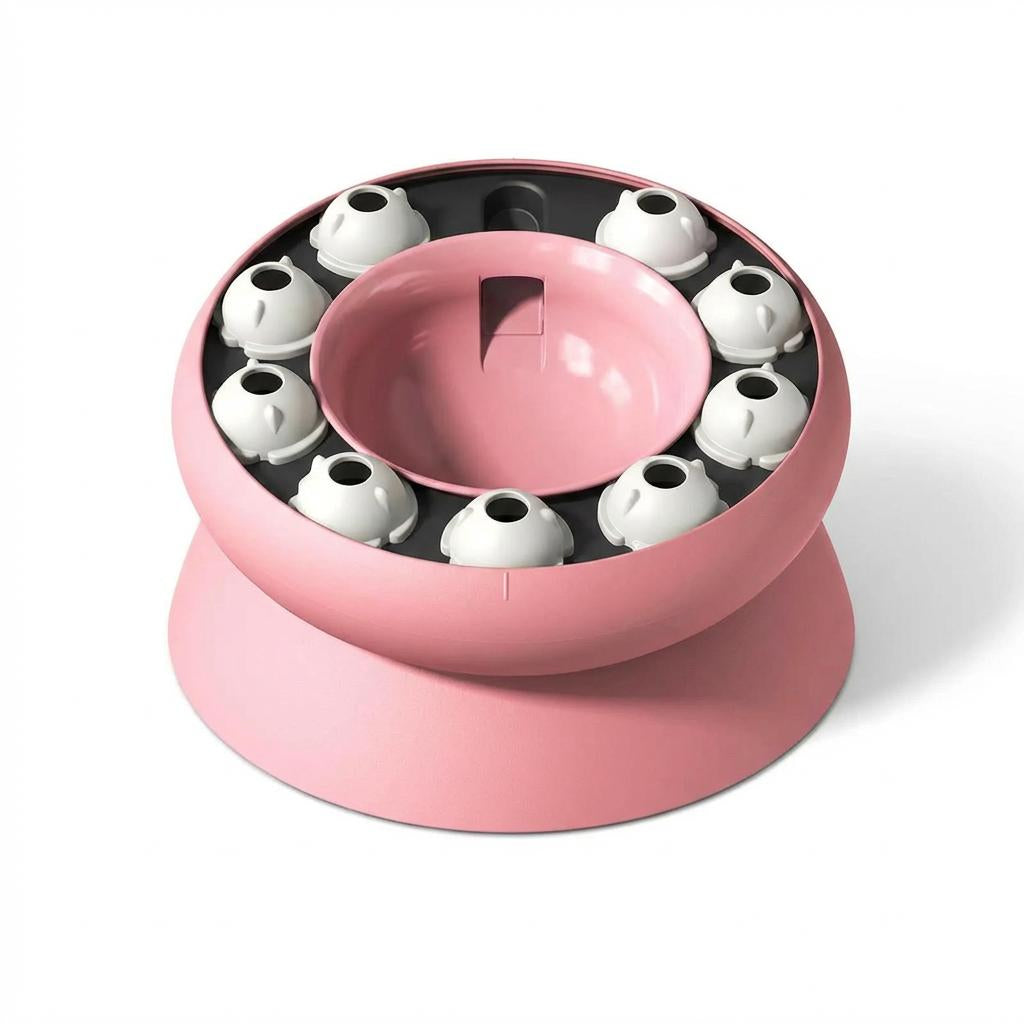 Raised Cat Dog Slow Feeder Bowl, Non-Slip Rotating Puzzle Dish